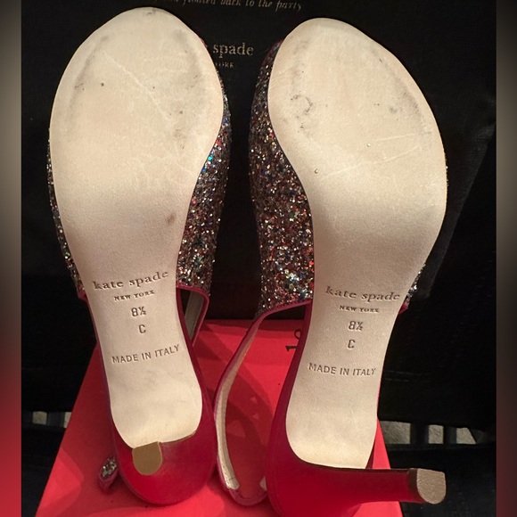 KATE SPADE GLITZY MULTI GLITTER FUCHSIA PLATFORM HEELS | NIB | AUTHENTIC RARE - Picture 5 of 7